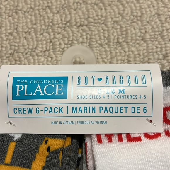 NWT - Toddler Truck Themed Crew Socks with grips on bottom - 6 pairs. Size 6-12M - Picture 2 of 8